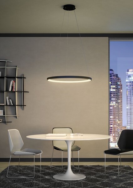 Redo 01-3916 Iconic, černé závěsné svítidlo LED 60W 3000/4000K, tříkrokové stmívání, průměr 78cm
