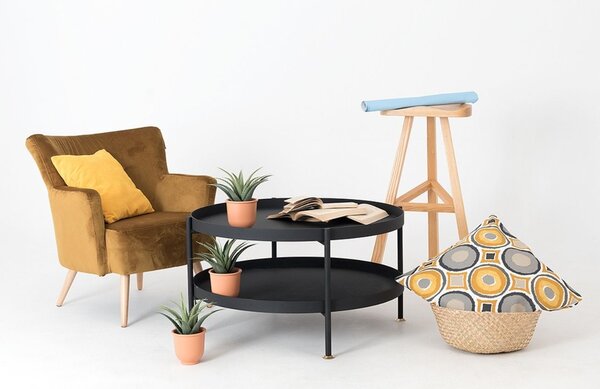Nordic Design Černý konferenční stolek Nollan 80 cm s policí