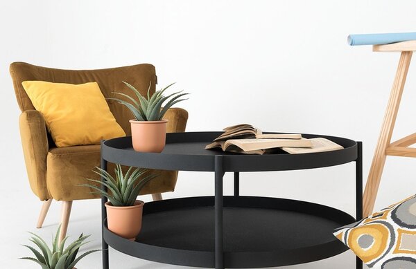 Nordic Design Černý konferenční stolek Nollan 80 cm s policí