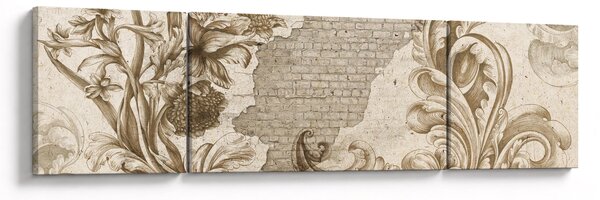 Obraz - Zeď s květy (170x50 cm)