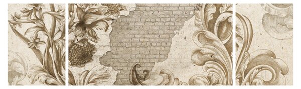 Obraz - Zeď s květy (170x50 cm)