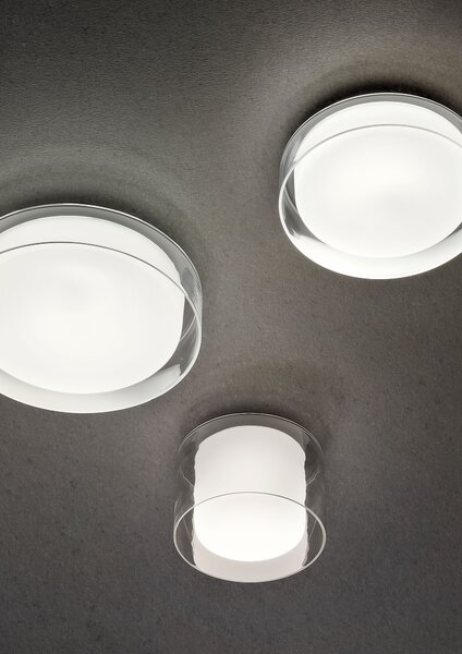 Redo 01-3286 Naji, skleněné koupelnové stropní svítidlo LED 12W 3000/4000K, průměr 23cm, IP44