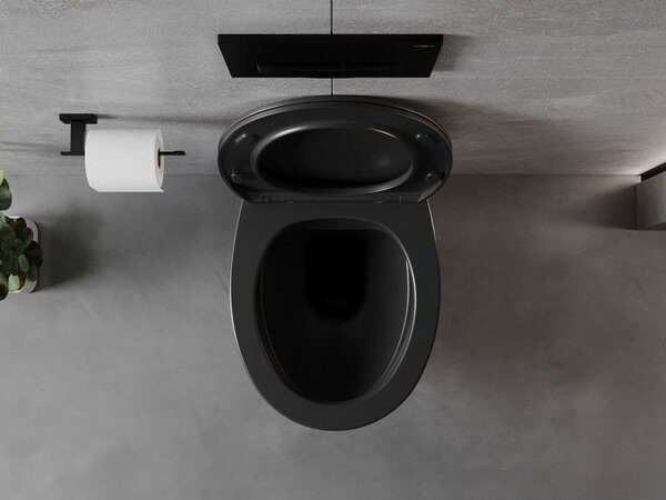 Mexen Egg WC mísa Rimless s pomalu klesající deskou slim, duroplast, černá mat - 30245070