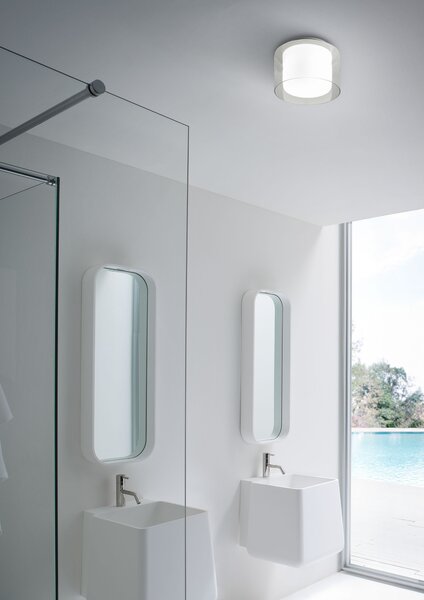 Redo 01-3286 Naji, skleněné koupelnové stropní svítidlo LED 12W 3000/4000K, průměr 23cm, IP44