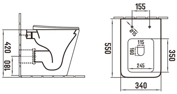 Mexen Cube miska wc stojící Rimless s deskou pomalu klesající slim, duroplast, černá mat - 32924085