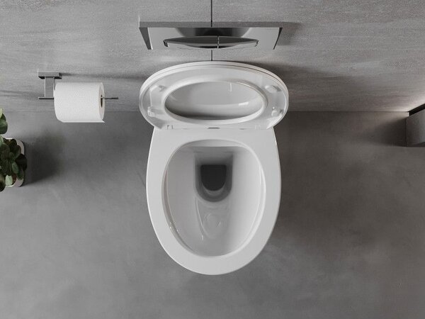 Mexen Egg WC mísa Rimless s pomalu sklápějícím sedátkem slim, duroplast, bílý lesk - 30245000