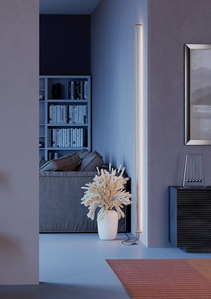 Redo 01-2794 Stick, nástěnné svítidlo s nožním vypínačem LED 48W 3000K, matná mosaz, výška 211cm