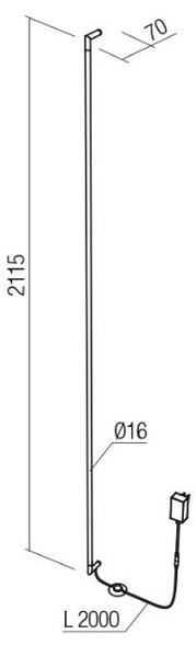 Redo 01-2795 Stick, nástěnné svítidlo s nožním vypínačem LED 48W 3000K, černá, výška 211cm