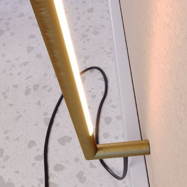 Redo 01-2794 Stick, nástěnné svítidlo s nožním vypínačem LED 48W 3000K, matná mosaz, výška 211cm