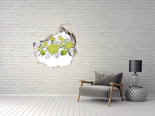 Nálepka 3D díra na zeď Limetka kostky ledu nd-p-117934420