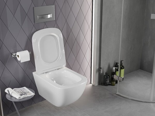 Mexen Timo WC mísa Rimless Tornado s pomalou sedátkem slim, duroplast, bílý lesk - 30650200T