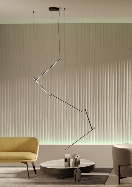 Redo 01-2801 Stick, závěsné svítidlo LED 48W 3000K, stmívatelné, černá, délka 5x86cm