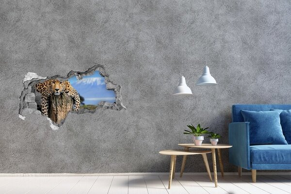 Díra 3D fototapeta na stěnu Levhard na kmeni nd-b-66888484