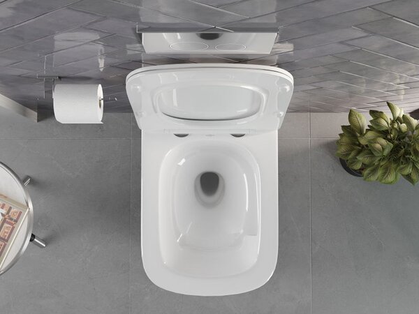 Mexen Vivo miska wc Rimless Tornado s pomalu padací deskou slim, duroplast, bílý lesk - 30610200T