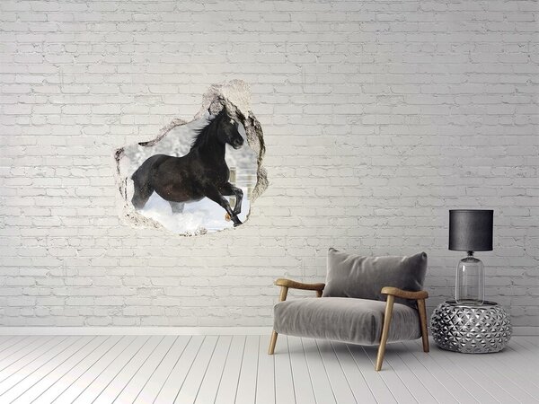 Díra 3D fototapeta nálepka Kůň ve cvalu sníh nd-p-118892522