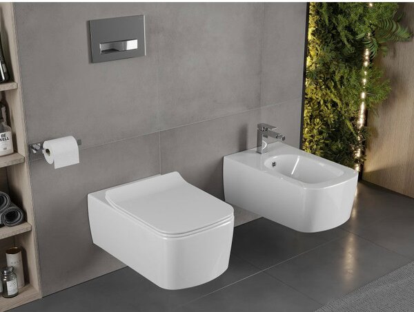 Mexen York WC mísa Rimless se slim sedátkem, duroplast, bílý lesk - 30114000