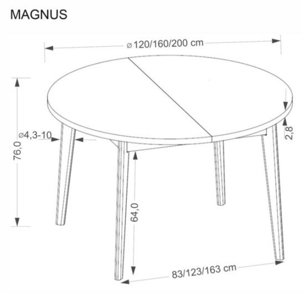 Halmar Kulatý rozkládací jídelní stůl MAGNUS 120 dub přírodní