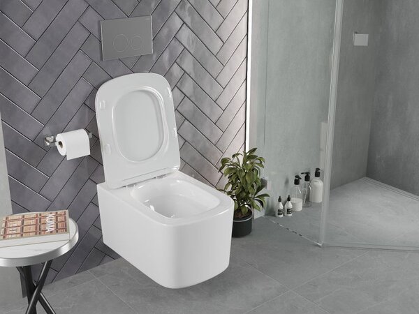 Mexen Vivo miska wc Rimless Tornado s pomalu padací deskou slim, duroplast, bílý lesk - 30610200T