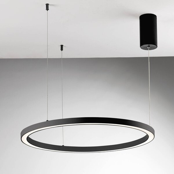 Luce Ambiente Design LED závěsné světlo Hoop, černá, Ø 80 cm, kov,, Černá, Obývací pokoj / jídelna, Hliník, Moderní