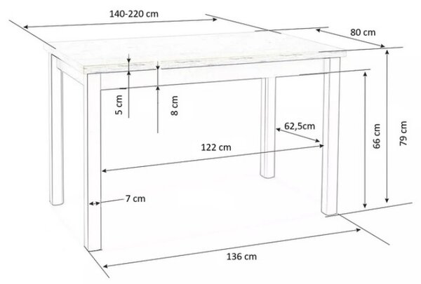 Halmar Rozkládací jídelní stůl TIAGO 140(220)x80 dub hikora / kašmír