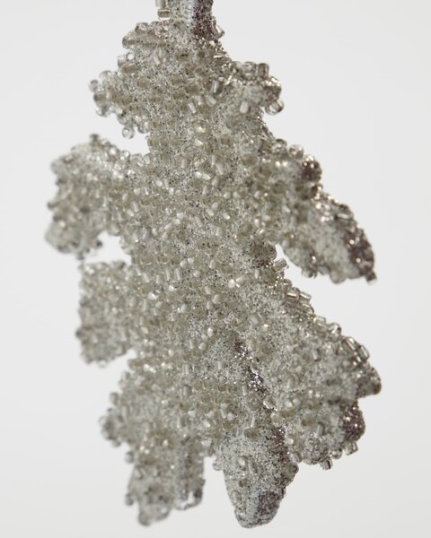 Vánoční ozdoba Leaf Gliz Silver Glitter – set 3 ks