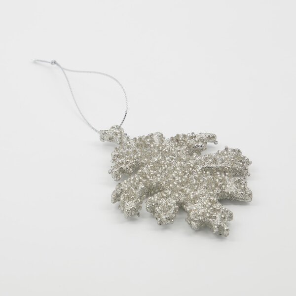 Vánoční ozdoba Leaf Gliz Silver Glitter – set 3 ks