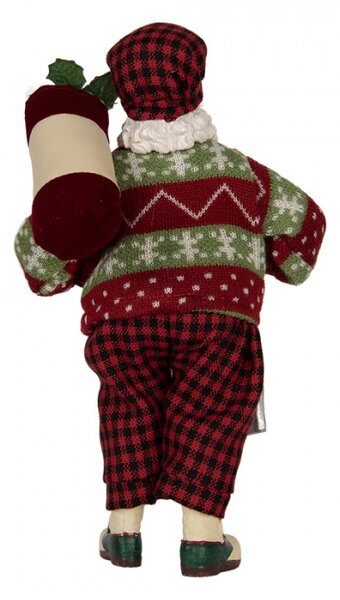Vánoční figurka Santa Claus golfista v zeleno-červeném svetru – 16x8x28 cm