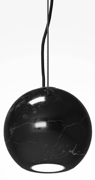 Maytoni Závěsné světlo BASIC TEXTURE, černé, Ø 12 cm, mramor, GU10, stmívatelný, Černá, Obývací pokoj / jídelna, Kámen, Moderní, Koule