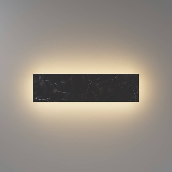 Maytoni LED nástěnné světlo BASIC TEXTURE, černá, šířka 30 cm, mramor,, Černá, Obývací pokoj / jídelna, Kámen, Moderní