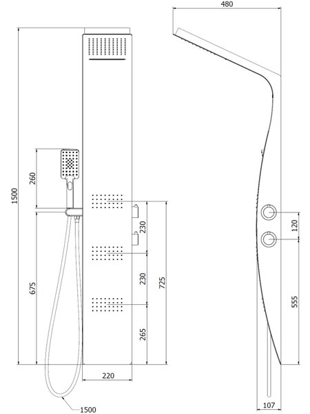 Mexen Bali sprchový panel, černý/bílý - 7622-03-71
