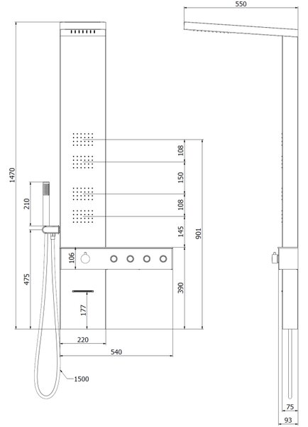 Mexen Natan sprchový panel s výlevkou, chrom - 7626-04-00