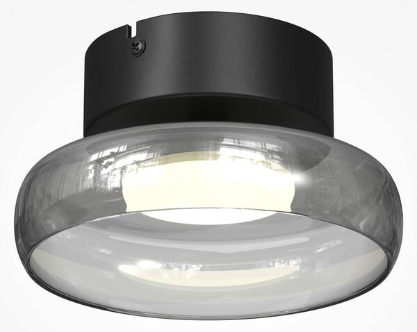 Maytoni LED stropní svítidlo FLOAT, šedá/černá, Ø 20 cm, sklo/kov, stmívatelný, Hliník / šedá / zinek, Obývací pokoj / jídelna, Sklo, Moderní