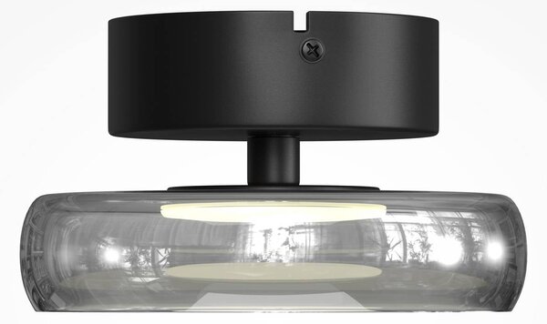 Maytoni LED stropní svítidlo FLOAT, šedá/černá, Ø 20 cm, sklo/kov, stmívatelný, Hliník / šedá / zinek, Obývací pokoj / jídelna, Sklo, Moderní