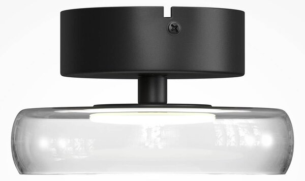 Maytoni LED stropní svítidlo FLOAT, čiré/černé, Ø 20 cm, sklo/kov, stmívatelný, Čirá / transparetní, Obývací pokoj / jídelna, Sklo, Moderní
