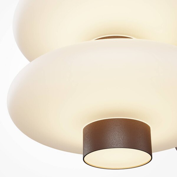 Maytoni LED nástěnné světlo Nuvem, hnědé, opálové sklo, výška 15 cm, stmívatelné, stmívatelný, Hnědá / rez, Obývací pokoj / jídelna, Sklo, Moderní