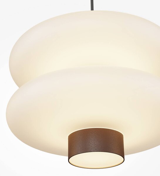 Maytoni LED závěsné světlo Nuvem, hnědé, opálové sklo, délka 66 cm, 3 žárovky, stmívatelný, Hnědá / rez, Obývací pokoj / jídelna, Sklo, Moderní