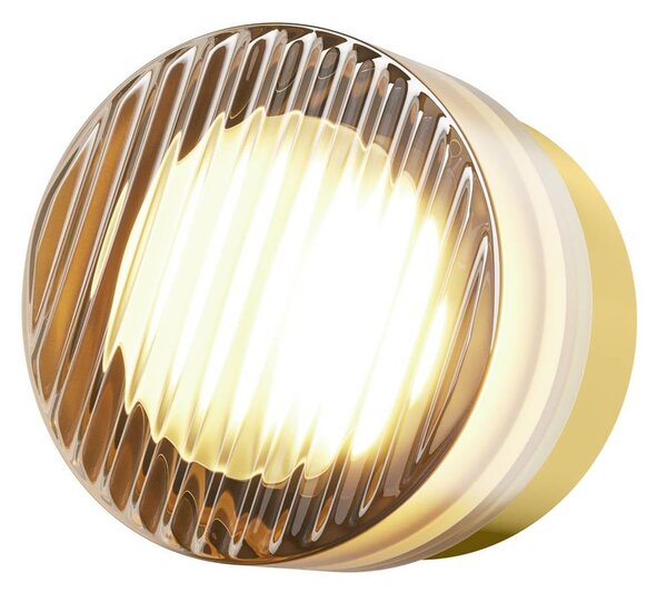 Maytoni LED nástěnné světlo OLO, mosaz/jantarová struktura, Ø 13 cm, Mosaz / zlato, Obývací pokoj / jídelna, Sklo, Moderní