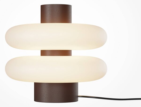 Maytoni LED stolní lampa Nuvem, hnědá, opálové sklo, výška 15 cm, stmívač, stmívatelný, Hnědá / rez, Obývací pokoj / jídelna, Sklo, Moderní