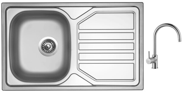 Nerezový dřez Sinks OKIO 800 V 0,7mm leštěný + Dřezová baterie Sinks VITALIA chrom