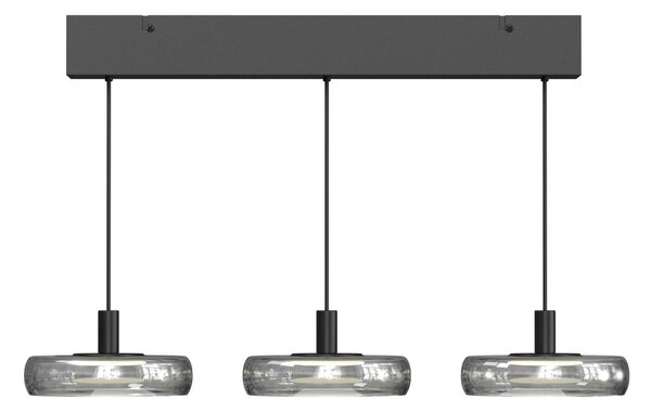 Maytoni LED závěsné světlo FLOAT, šedá/černá, 3 žárovky, 68 cm, sklo/kov, stmívatelný, Hliník / šedá / zinek, Obývací pokoj / jídelna, Sklo, Moderní