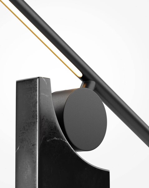 Maytoni LED stolní lampa MONUMENTO, černá, 42 cm, mramor/kov, stmívatelný, Černá, Obývací pokoj / jídelna, Kámen, Moderní