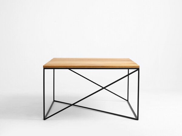 Nordic Design Přírodní masivní konferenční stolek Mountain s černou podnoží 100x100 cm