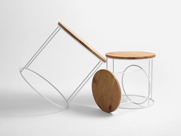 Nordic Design Set 3 bílých dřevěných konferenčních stolků Tris 40/50/60 cm