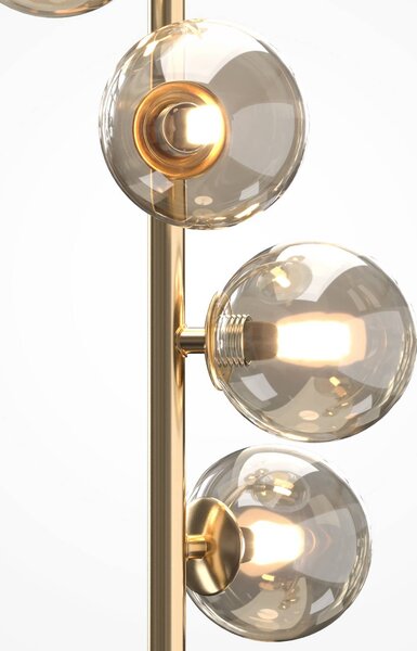 Maytoni Stojací lampa Dallas, zlatá/hnědá, výška 150 cm, 6 žárovek, stmívač, stmívatelný, Mosaz / zlato, Obývací pokoj / jídelna, Sklo, Moderní, Koule