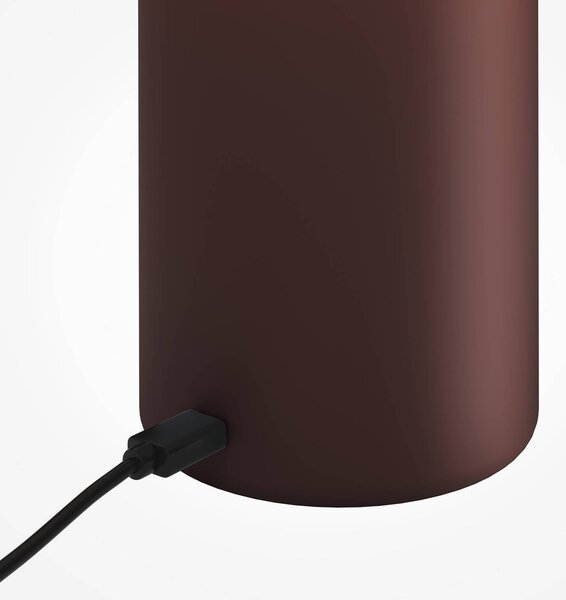 Maytoni LED stolní lampa na baterie Topo, červená, výška 20 cm, kov, stmívač, stmívatelný, Červená, Obývací pokoj / jídelna, kov, Moderní