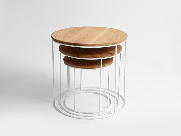 Nordic Design Set 3 bílých dřevěných konferenčních stolků Tris 40/50/60 cm