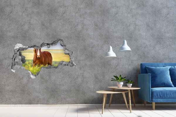 Díra 3D fototapeta nálepka Hnědý kůň nd-b-111439137