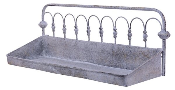 Béžová antik nástěnná kovová police - 55*18*21 cm - Clayre & Eef
