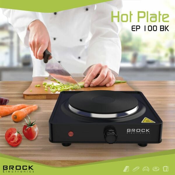 Elektrický vařič Brock, 1 plotýnka 18,5cm 1500W, černý, litinový