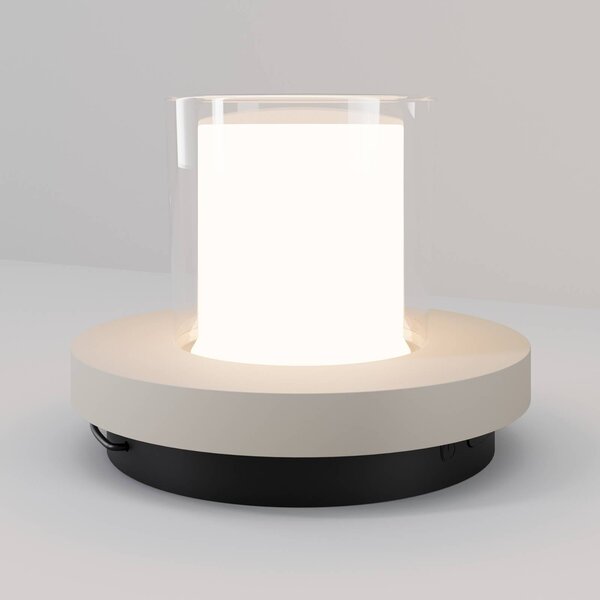 Maytoni LED stolní lampa Lantra s diodami, bílá, výška 10 cm, IP44, stmívačem jasu, stmívatelný, Bílá / opál, Obývací pokoj / jídelna, Plast, Moderní, Solární lampy